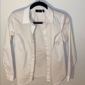 Apt. 9 Size 2 Blouse White w/ Black Polka Dot